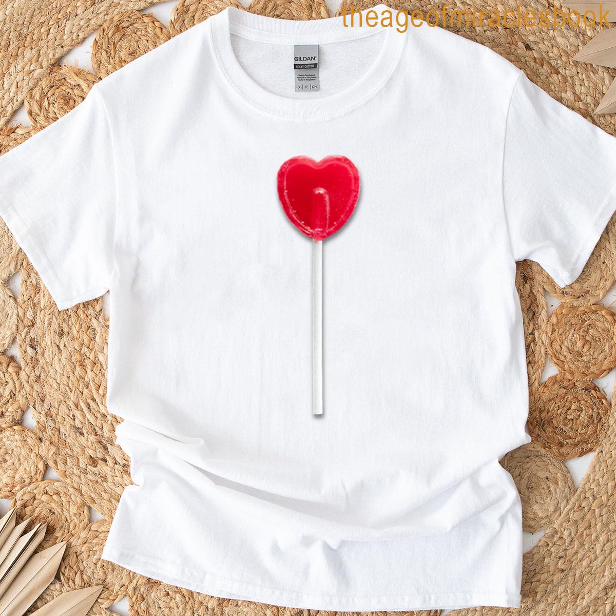 Red Heart Lollipop Candy T-shirt