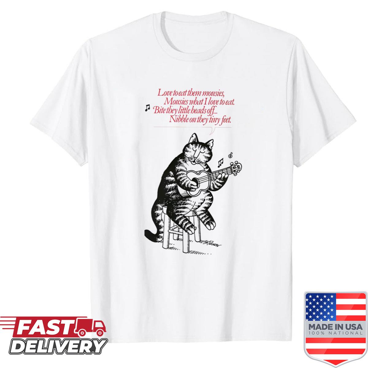 B Kliban Cat Guita Shirt