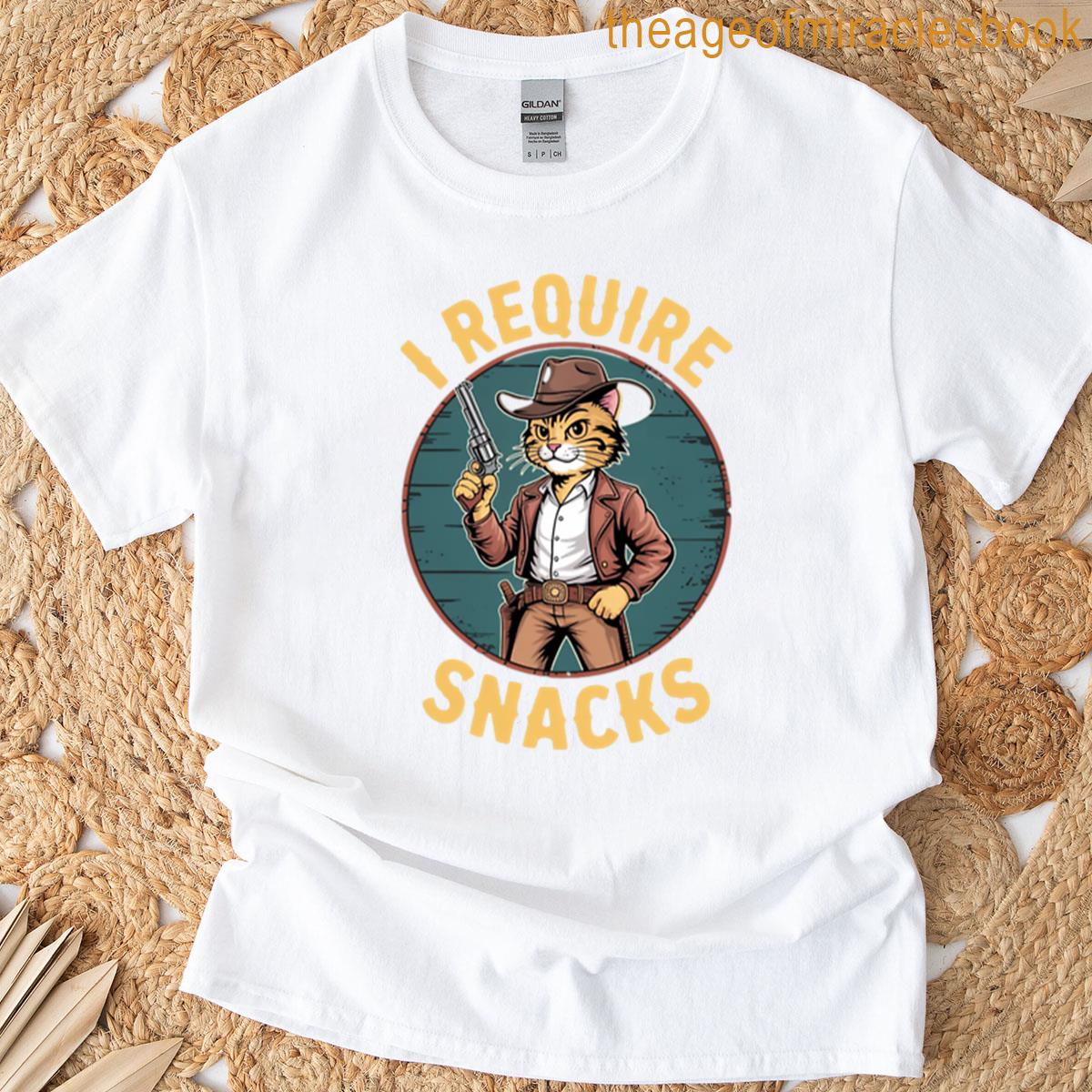 I Require Snacks Cowboy Funny Cat Kitten Oversized T-shirt
