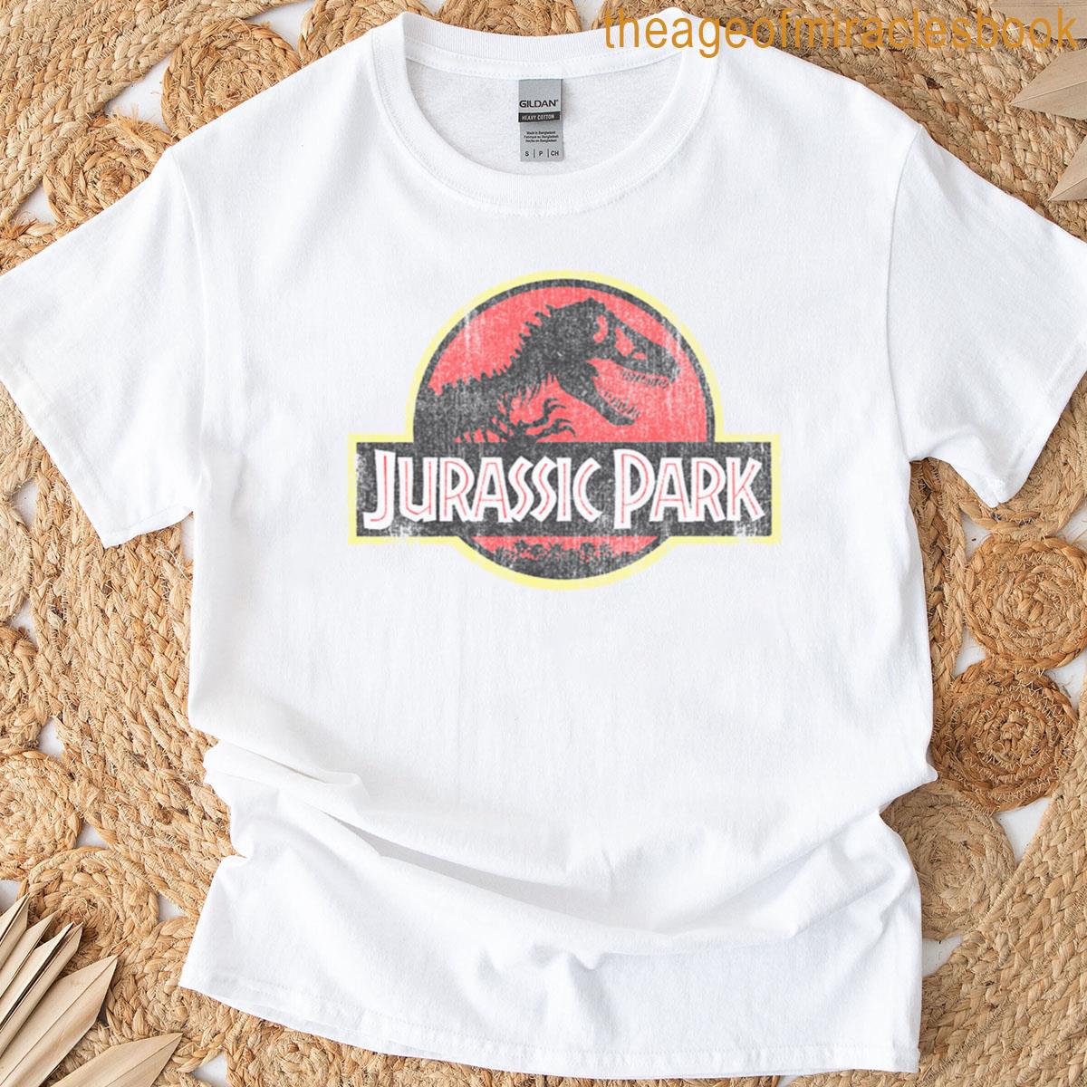 Jurassic Park Retro Red Distressed Logo T-shirt