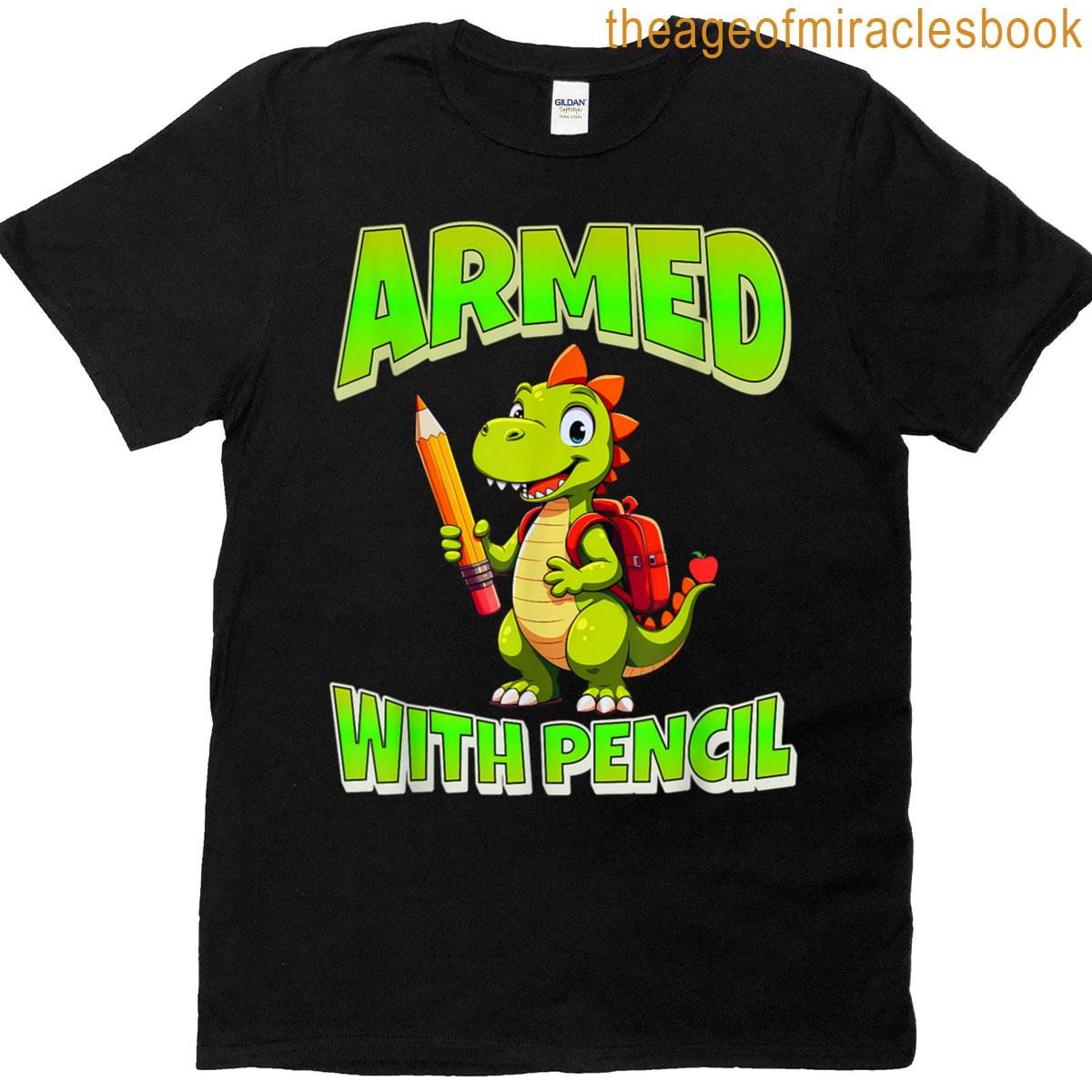Pencil Power Dino Design T-shirt