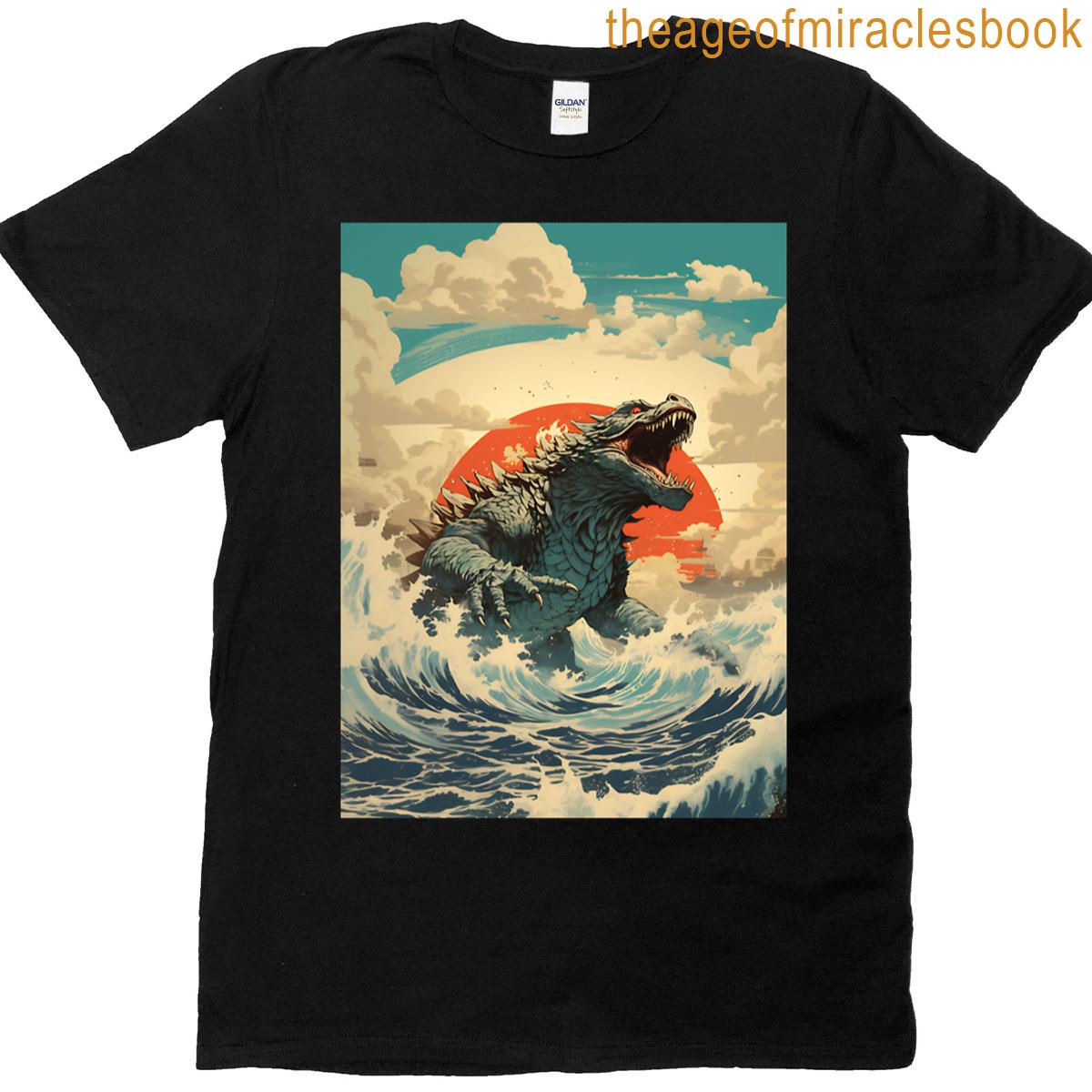 Raging Godzilla In Ocean 2 T-shirt