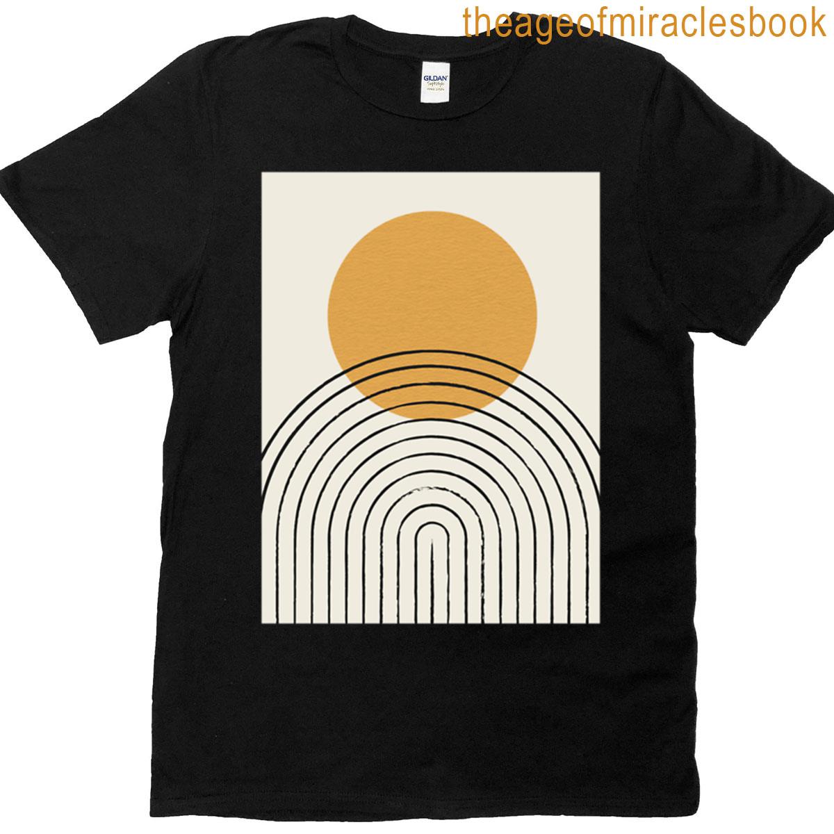 Sun Rainbow Abstract – Mid Century Modern Oversized T-shirt