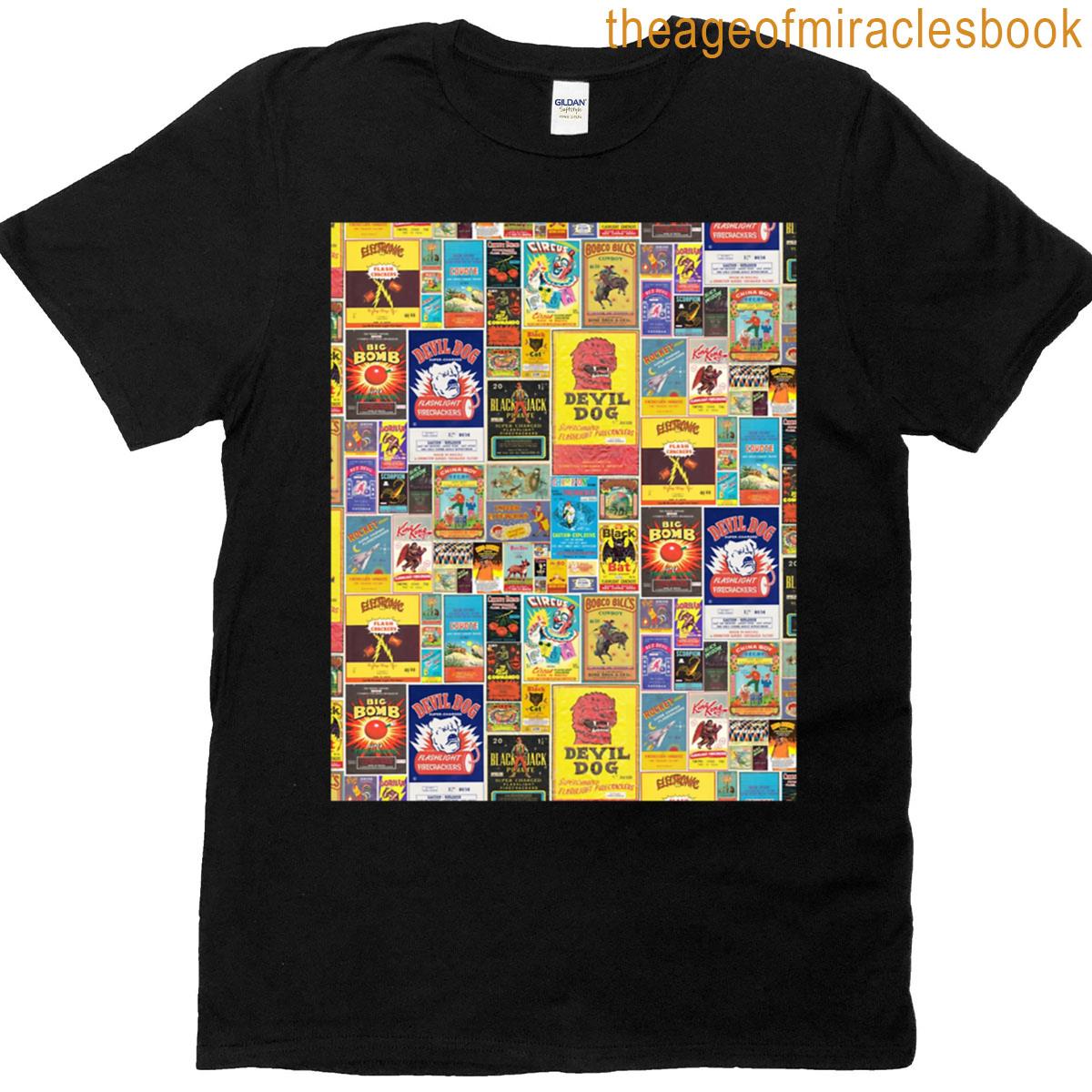 Vintage Firecracker Box Label Pattern Graphic T-shirt