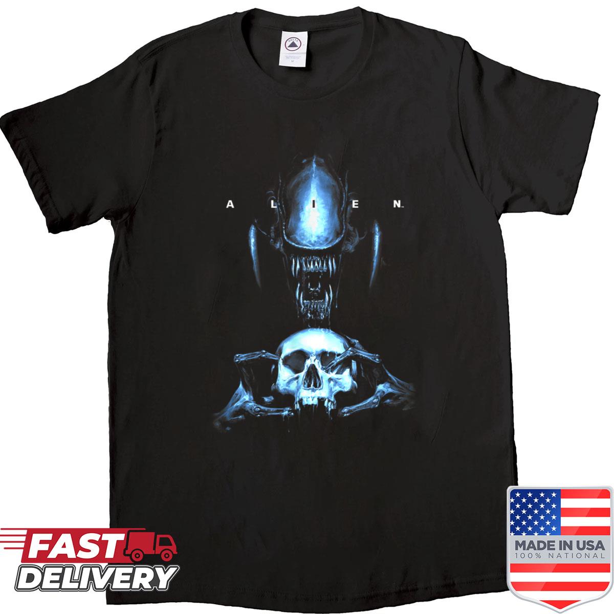 Alien Distressed Xenomorph Skull Shirt