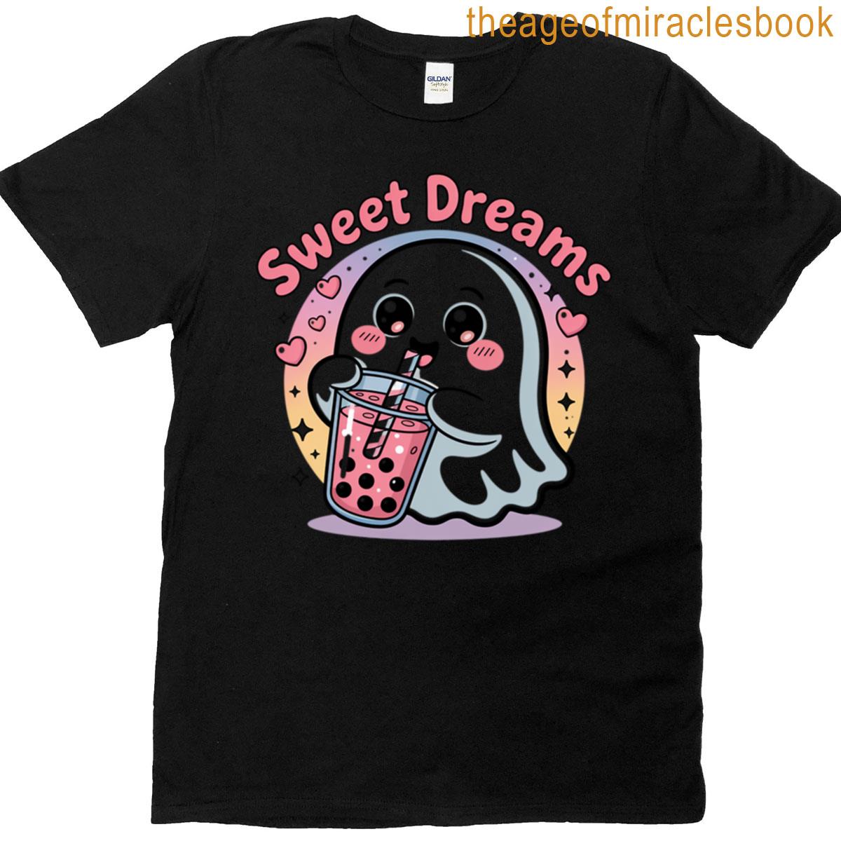 Cute Ghost With Bubble Tea Kawaii Halloween T-shirt