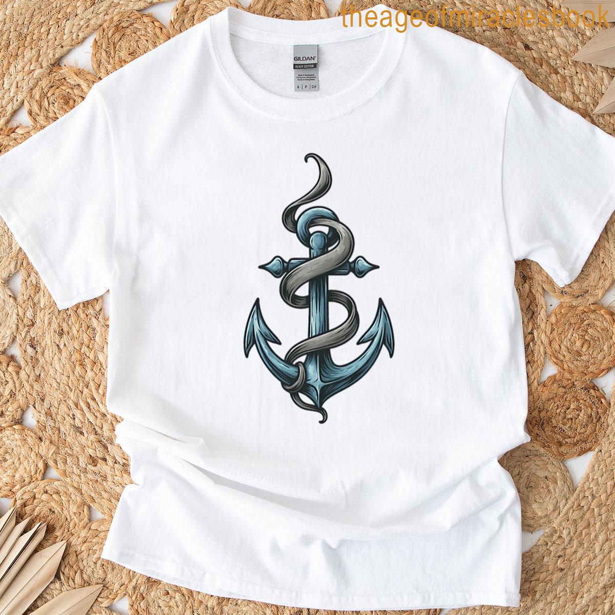 Dark Nautical Anchor With Twisting Rope Oversized T-shirt