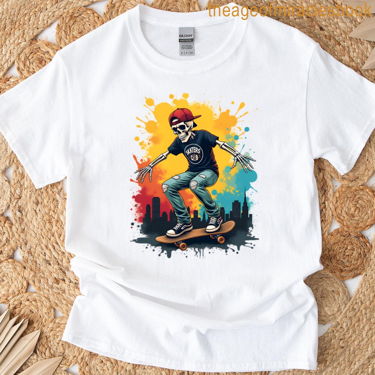 Old School Skater Skeleton Graffiti Glow Oversized T-shirt