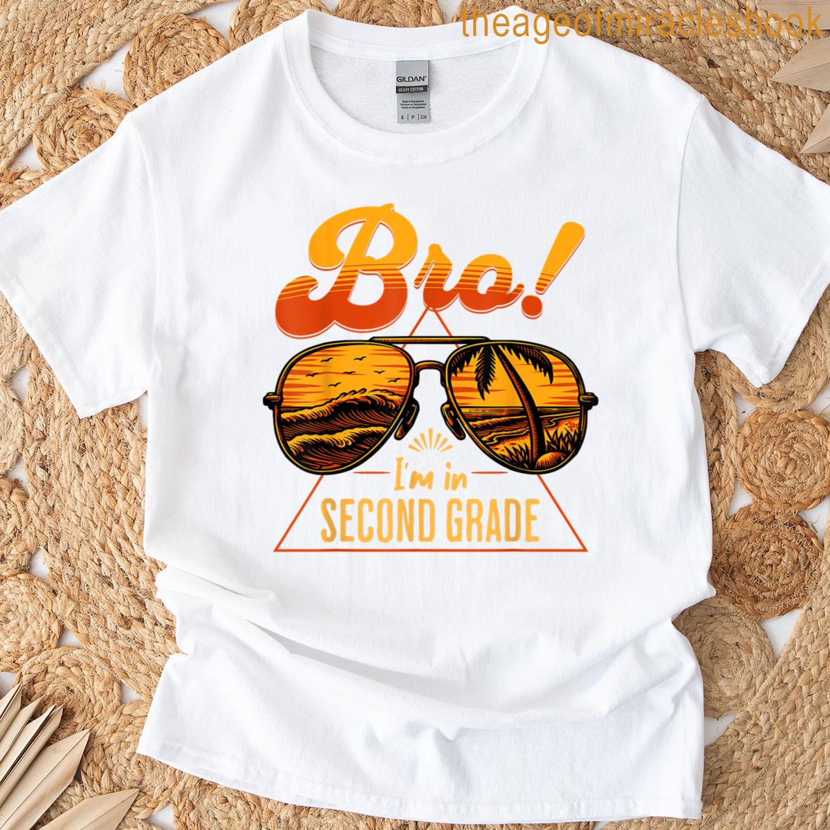 Second Grade Bro Back In School Retro Cool Sunglasses T-shirt