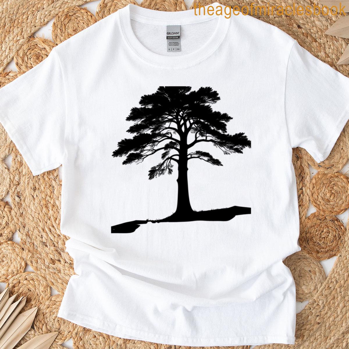 Windswept Pine Tree Silhouette Illustration Premium T-shirt
