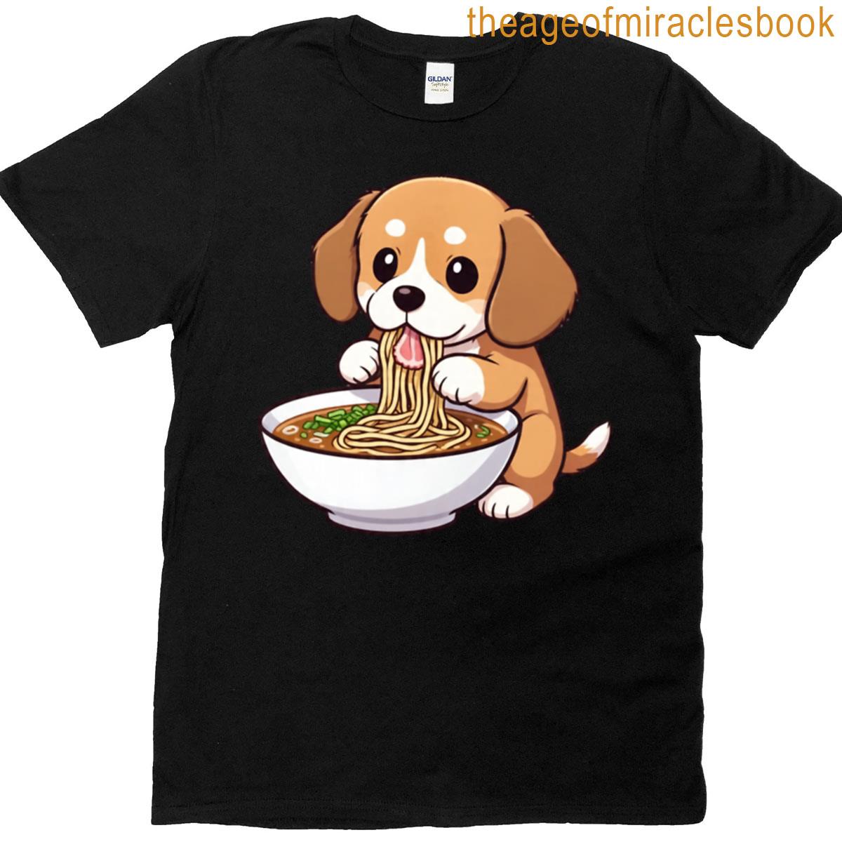 Adorable Beagle Devouring Ramen Noodles T-shirt