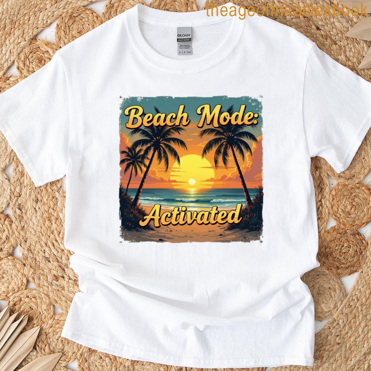 Beach Mode Activated Retro Sunset Palm Tree Summer Vibes T-shirt