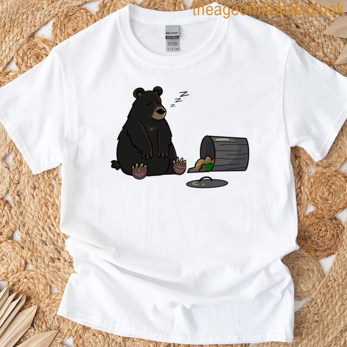 Black Bear Sleeping By A Trash Can T-shirt