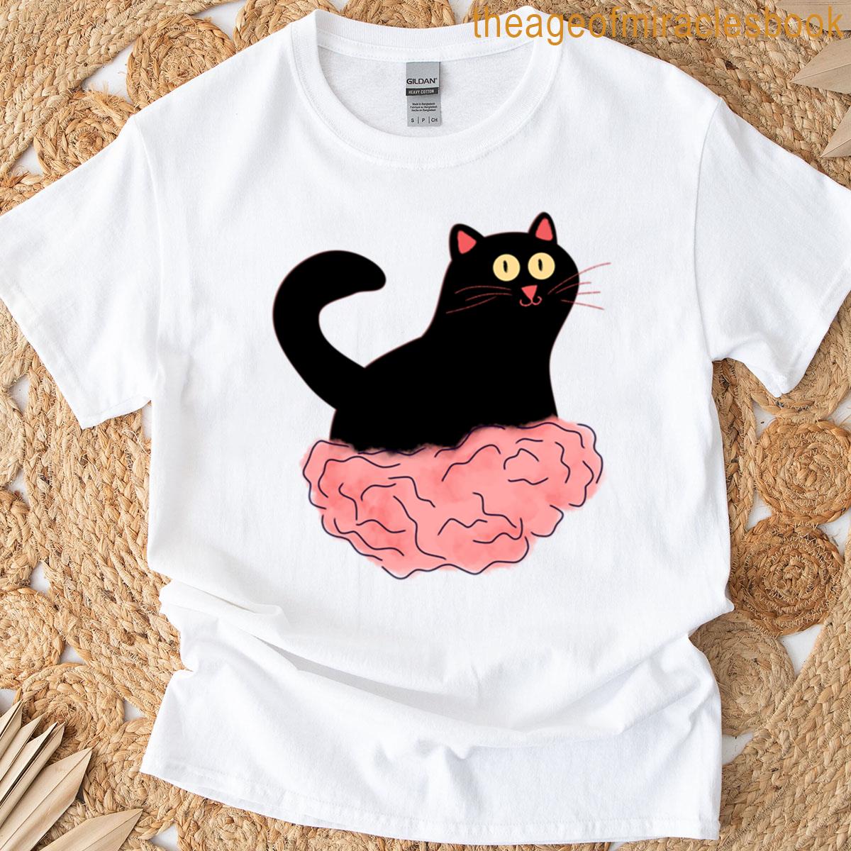 Black Cat Flying On The Cloud T-shirt