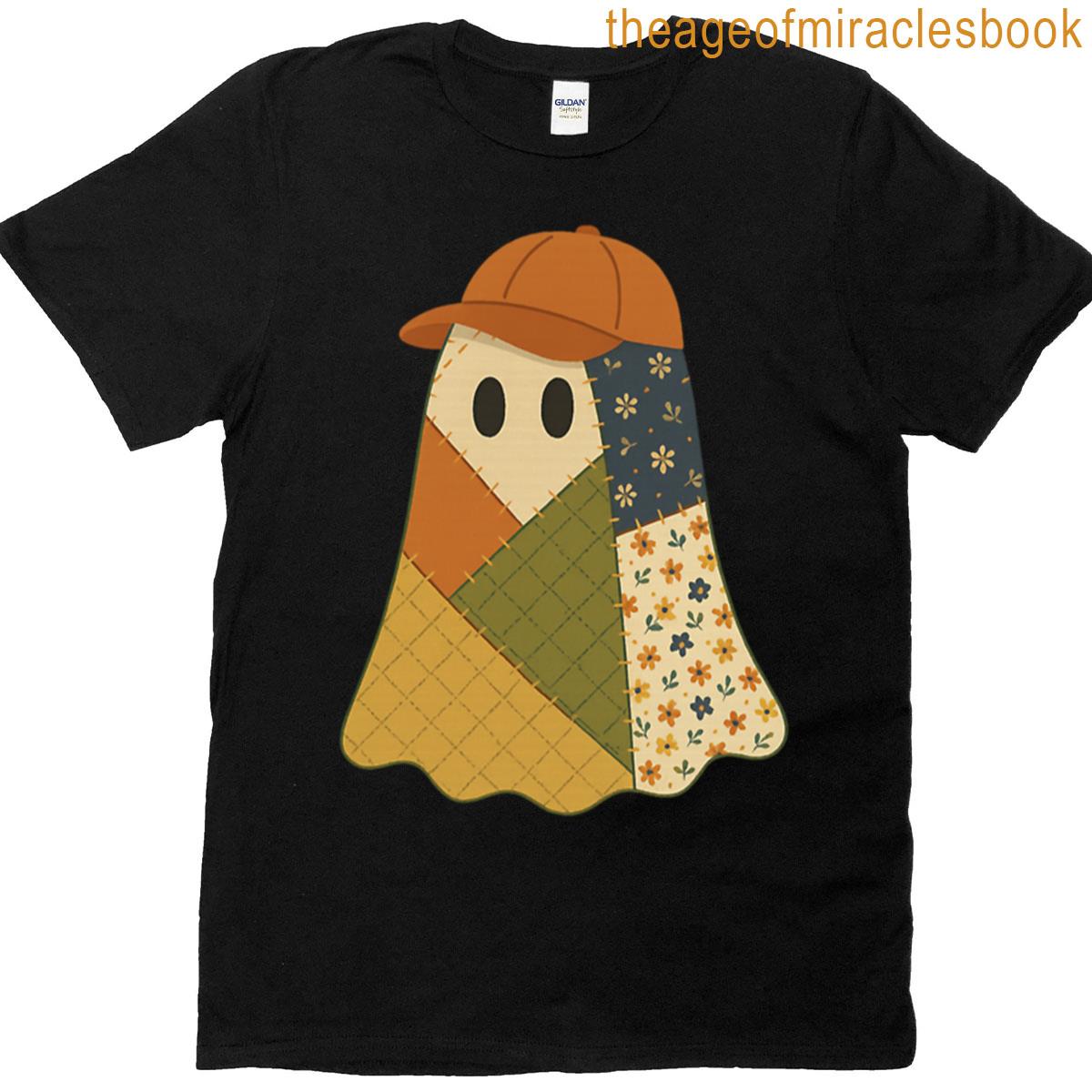 Cute Patchwork Ghost Halloween Quilt T-shirt