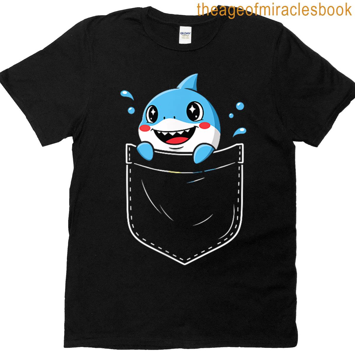 Cute Shark Pocket Meme Funny T-shirt