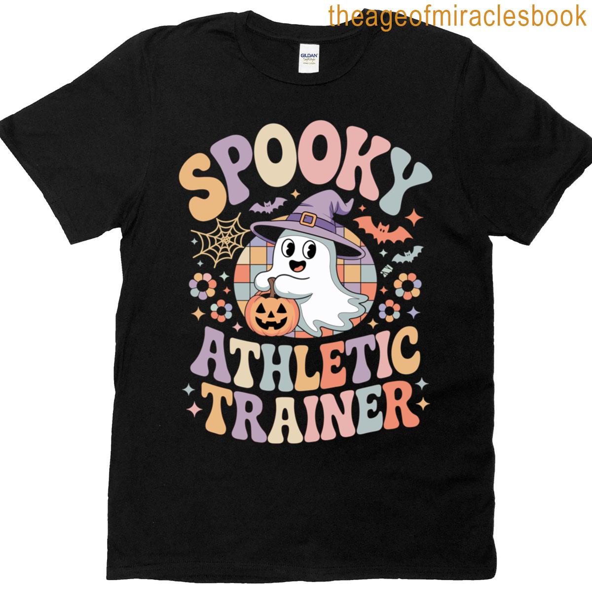 Spooky Athletic Trainer Cute Ghost Pumpkin Halloween Coach T-shirt
