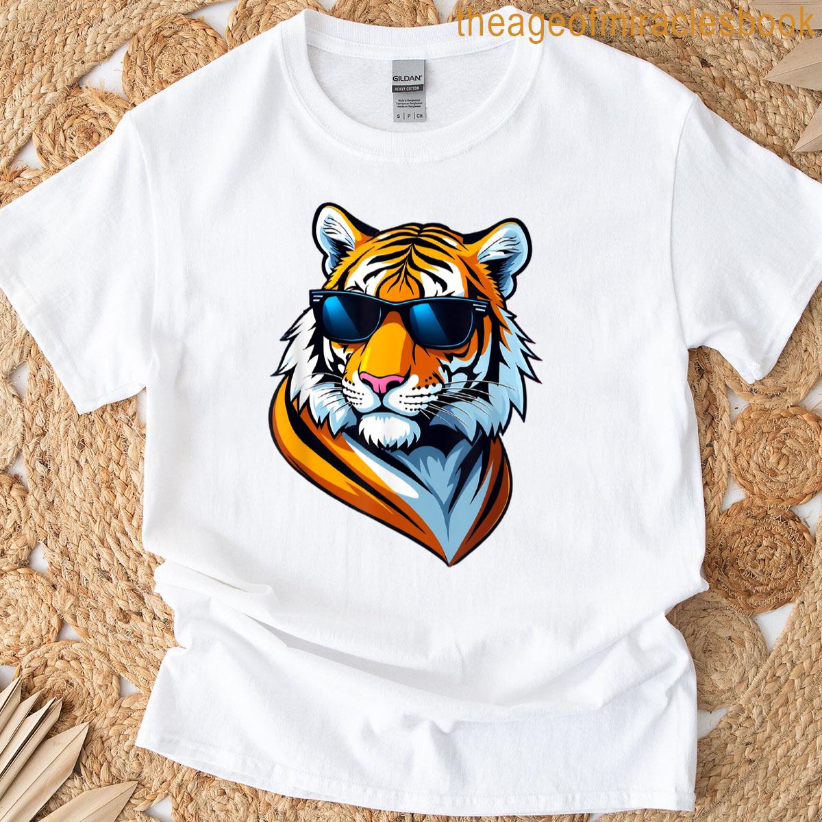 Stylized Cartoon Tiger Head With Sunglasses T-shirt
