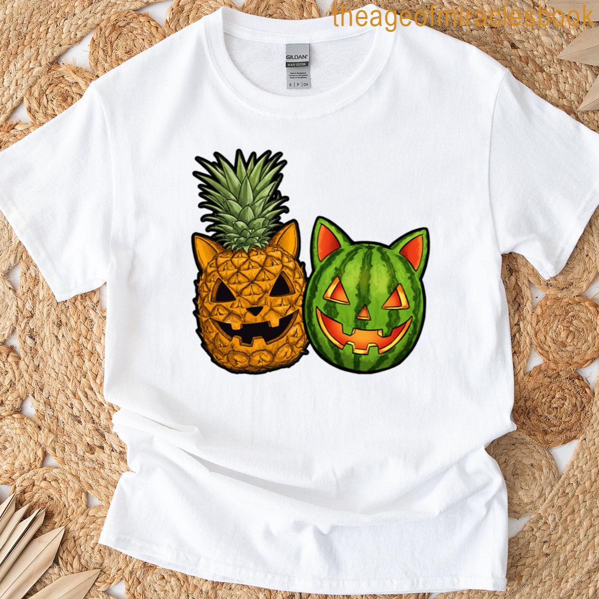 Summerween Cat Jack Olantern Fruit T-shirt