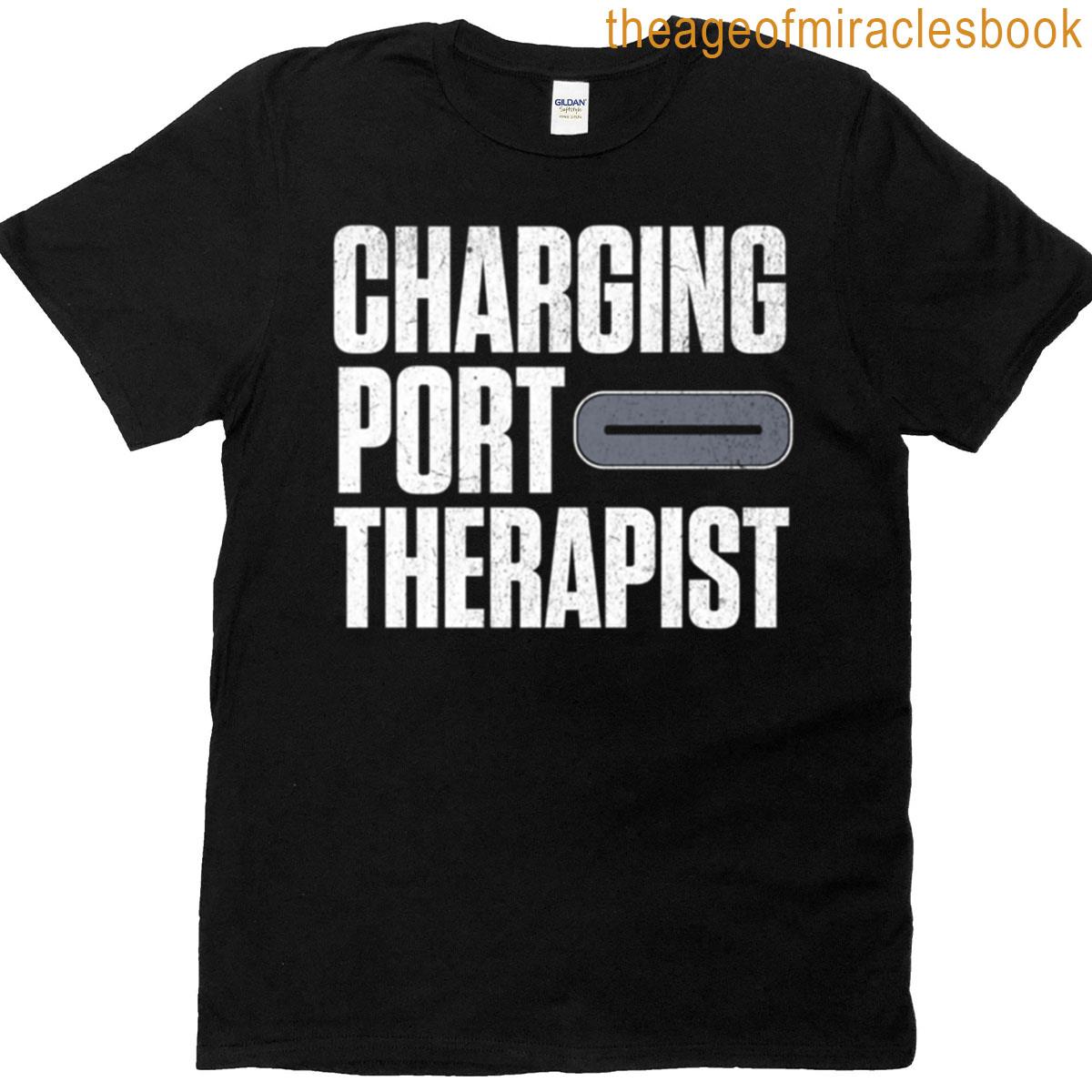 Charging Port Therapist Funny Tech Oversized T-shirt