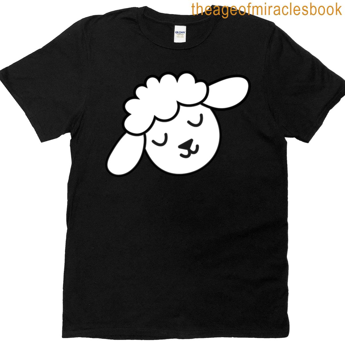 Cute Cartoon Sleeping Sheep Face T-shirt