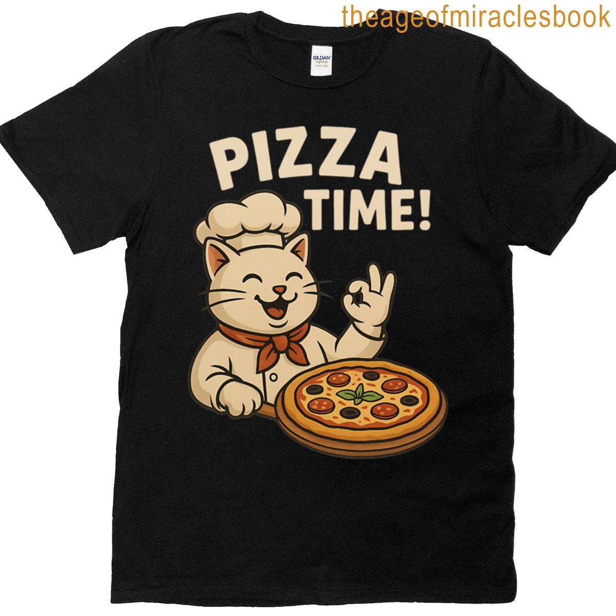 Cute Pizza Cat Its Pizza Time Oversized T-shirt