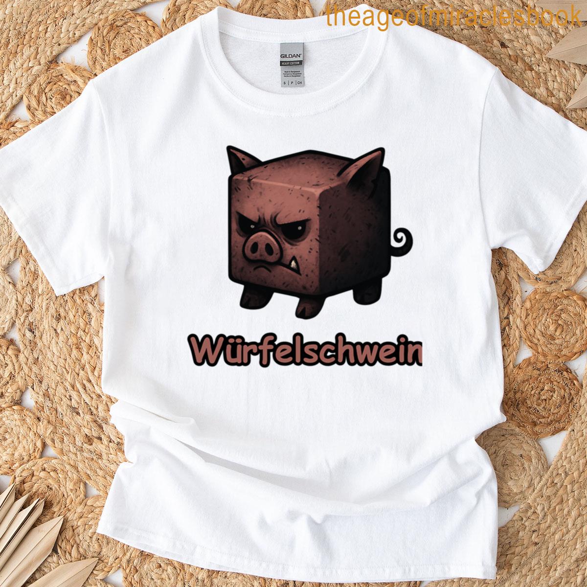 Dice Pig Dark Cube Shape In Animal Form T-shirt