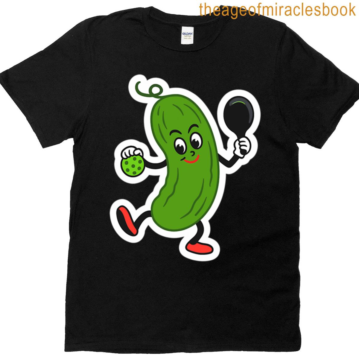 Funny Dancing Pickleball Pickle Cartoon T-shirt