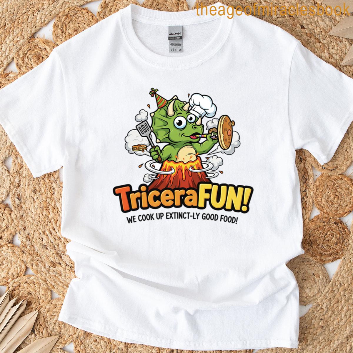 Funny Triceratops Chef Making Pancakes Oversized T-shirt
