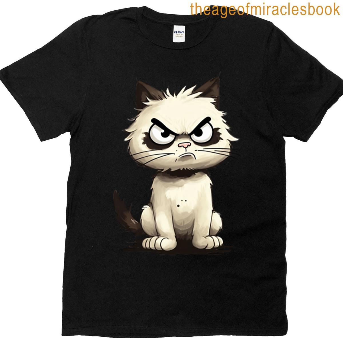 Grumpy Cat Rebel Minimal Cartoon Attitude Oversized T-shirt