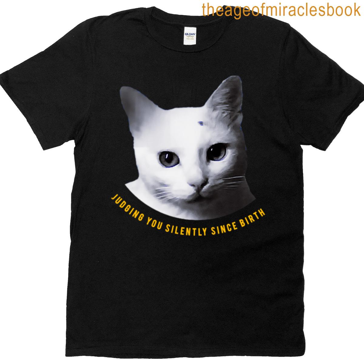 Judging You Silently Cat Head Design T-shirt