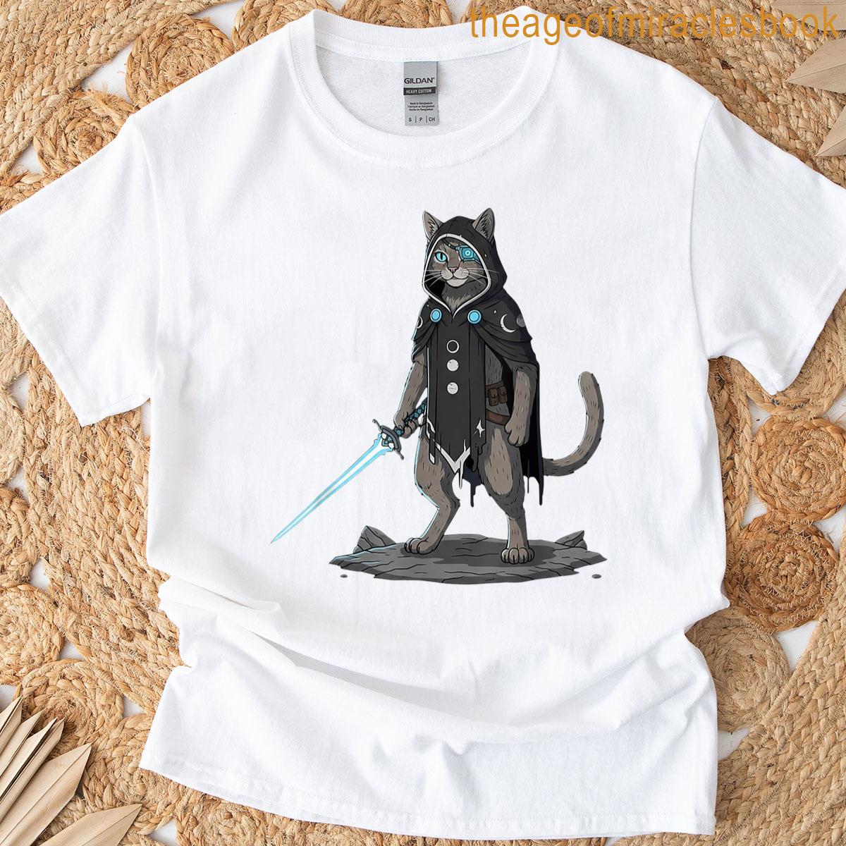 Laser Sword Cat Funny Space Fighter Galaxy T-shirt