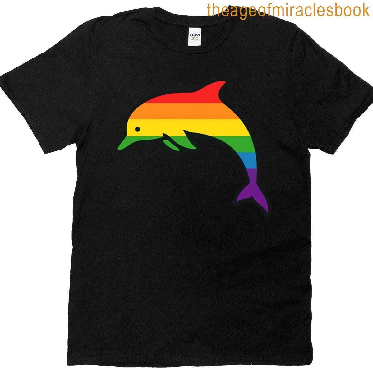 Rainbow Queer Dolphin Pride Design T-shirt