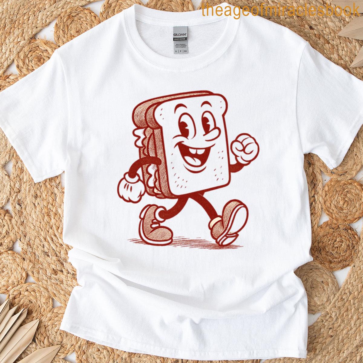 Retro Sandwich Happy Steps In Red T-shirt