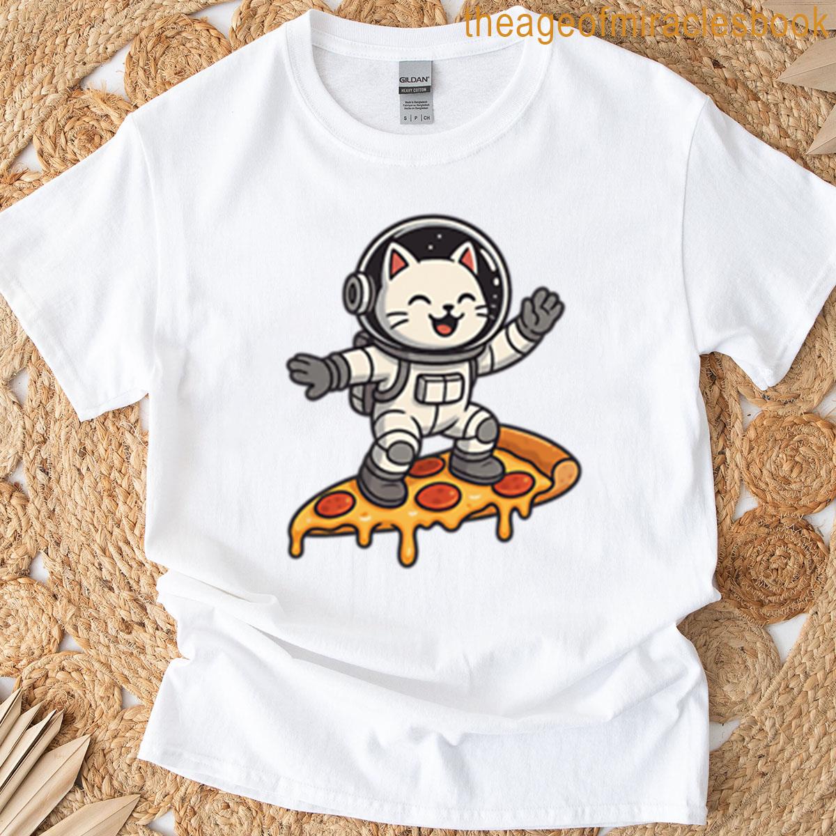 Space Cat Pizza Ride T-shirt