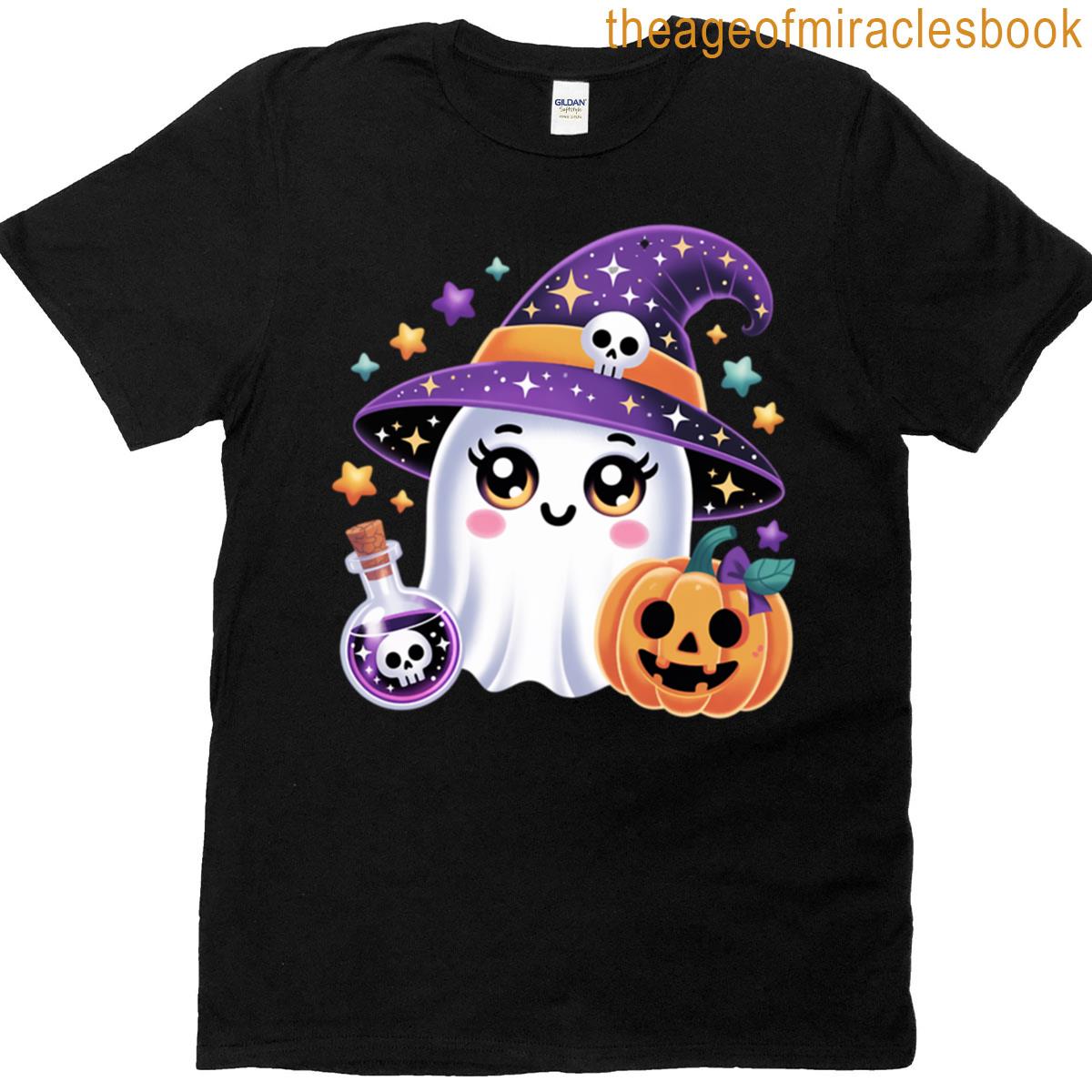 Adorable Ghost With A Witch Hat And A Magic Potion Oversized T-shirt