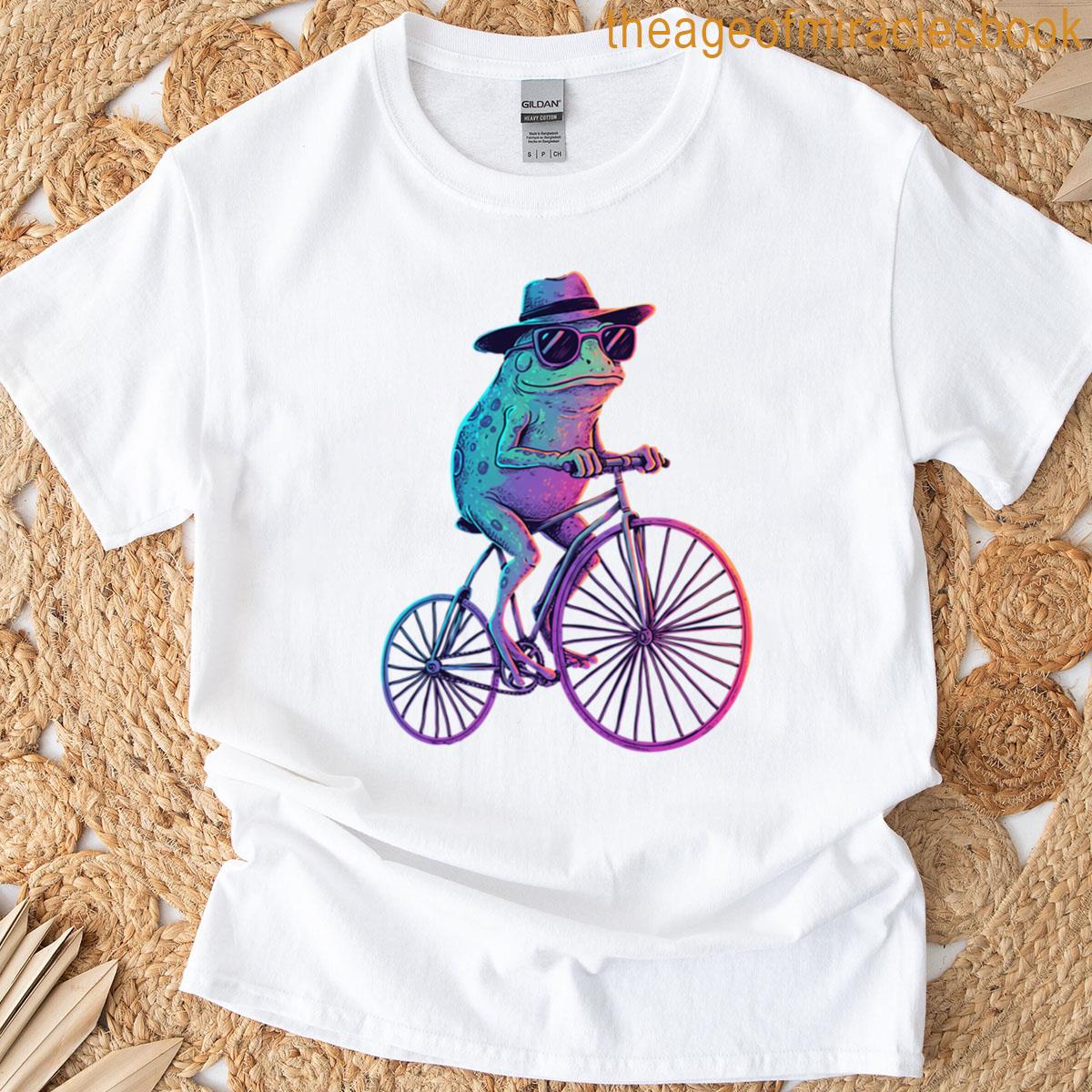 Frog On Bicycle With Sunglasses T-shirt