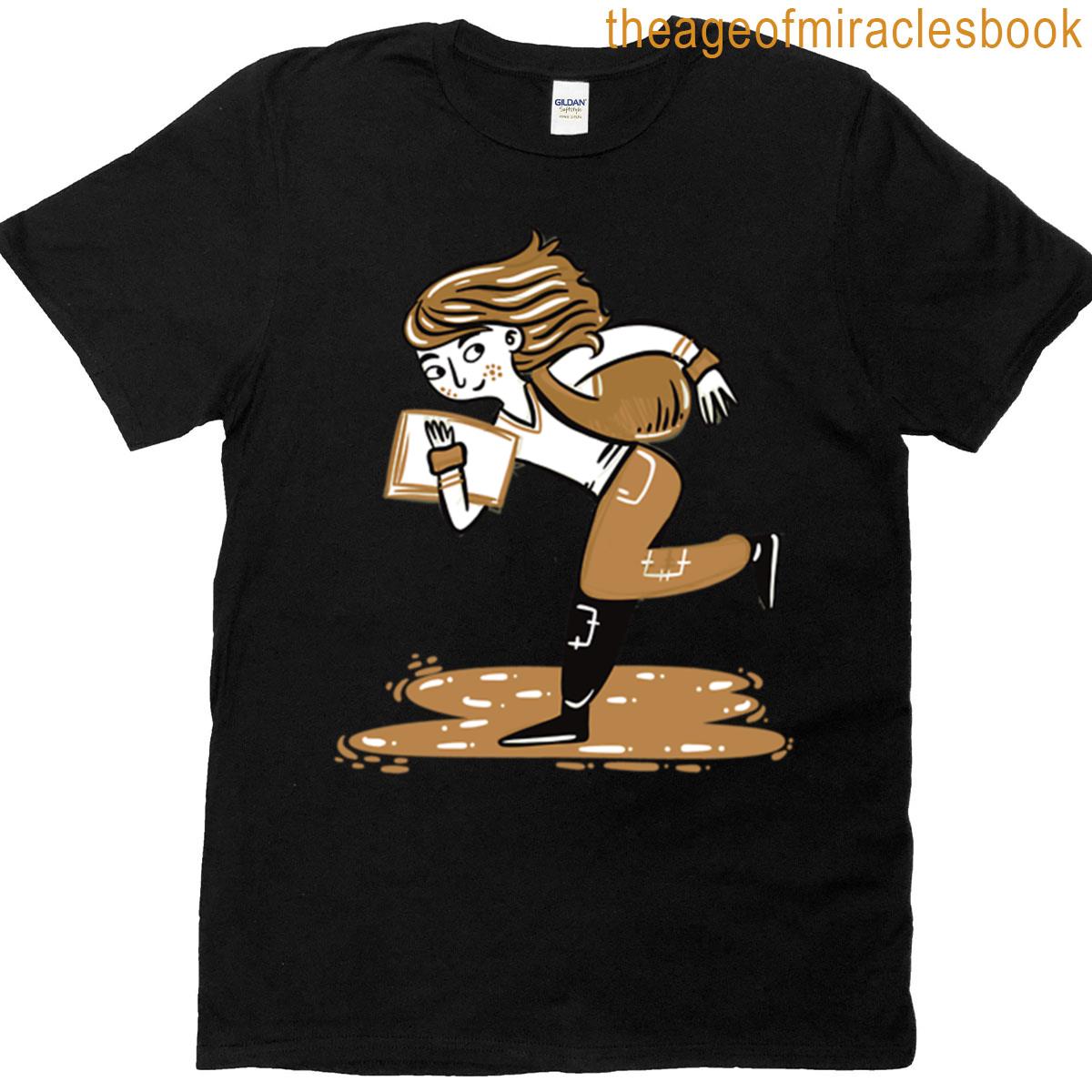 Girl Running With Papers Oversized T-shirt