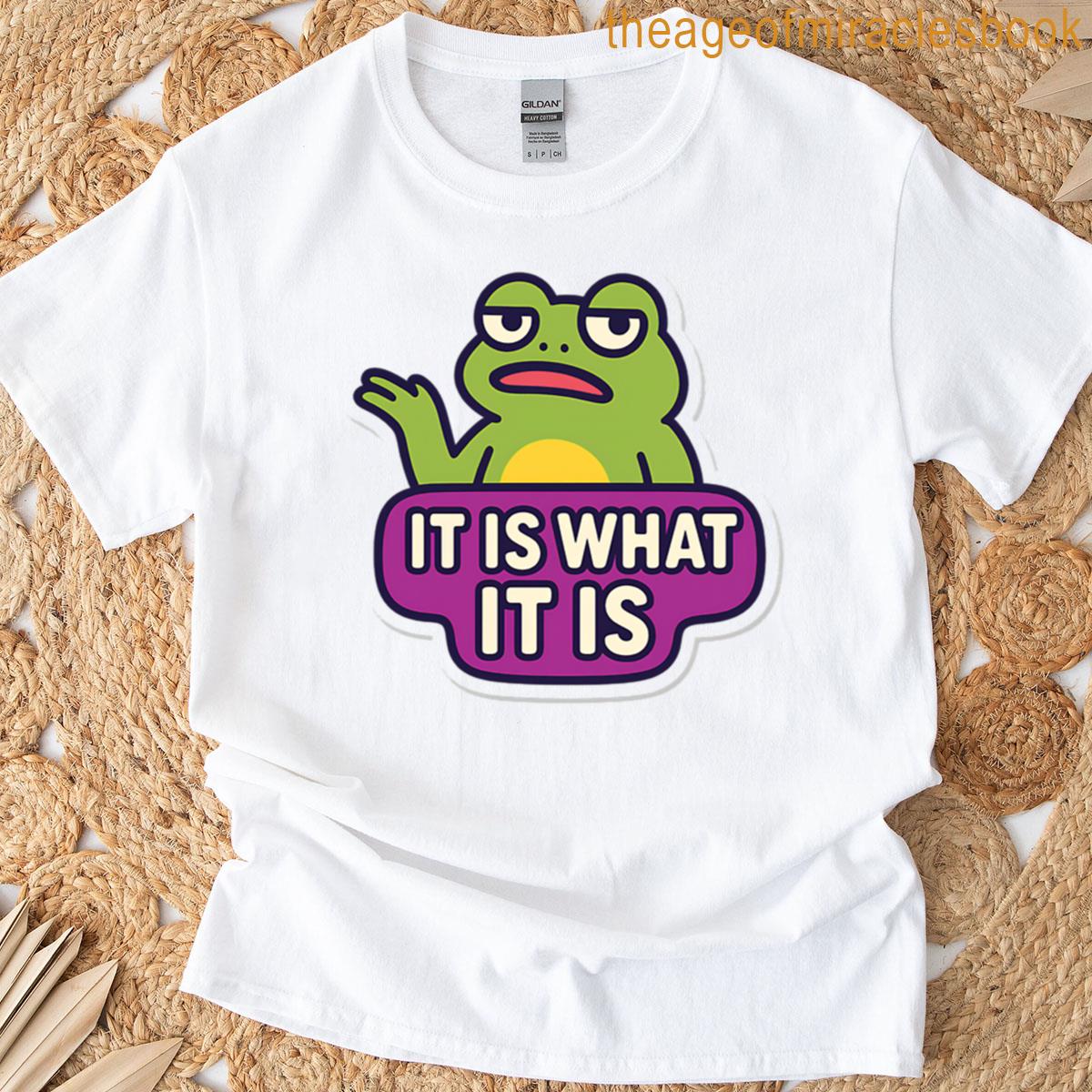It Is What It Is Funny Frog Meme Sticker T-shirt