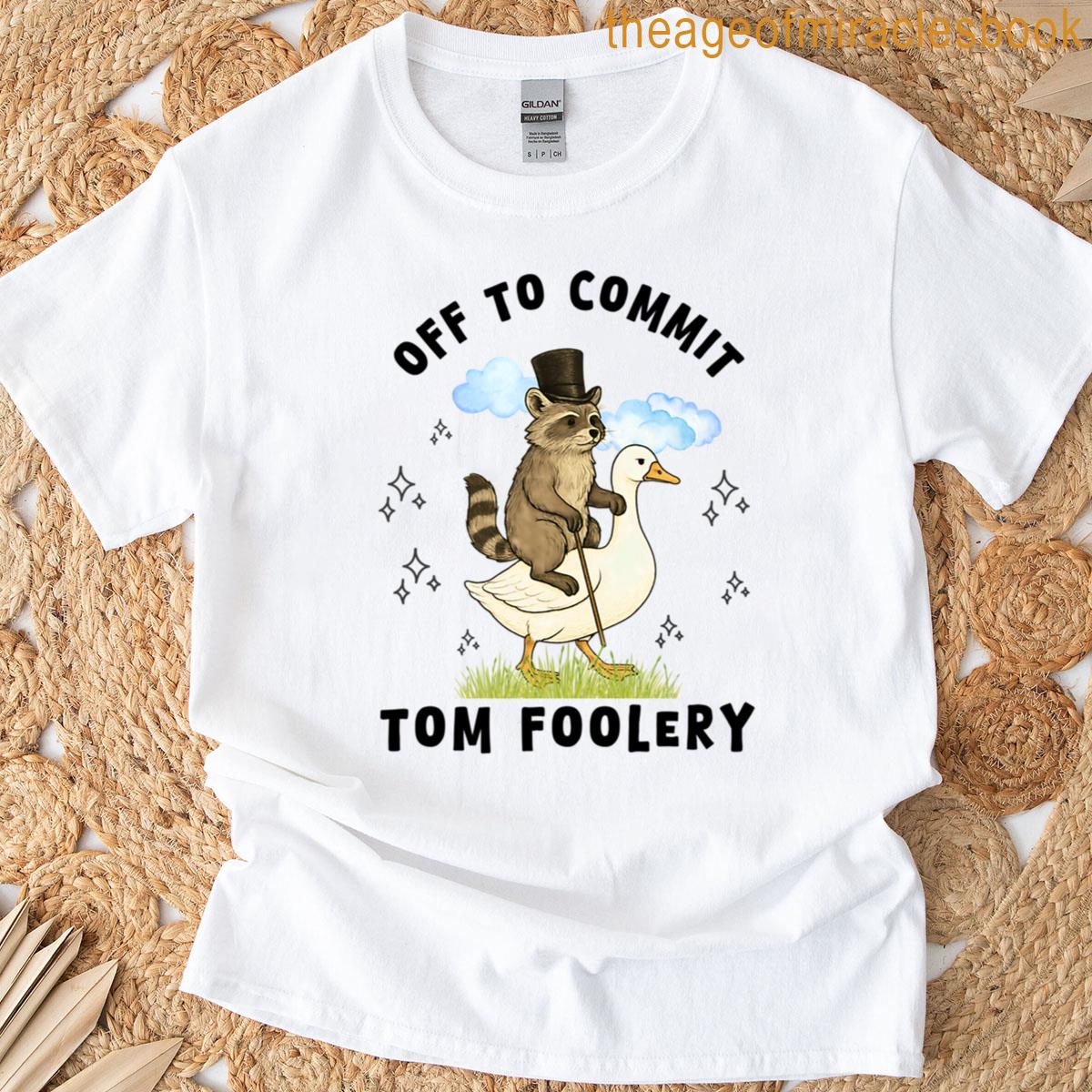 Off To Commit Tom Foolery Racoon On Goose Vintage Funny Oversized T-shirt