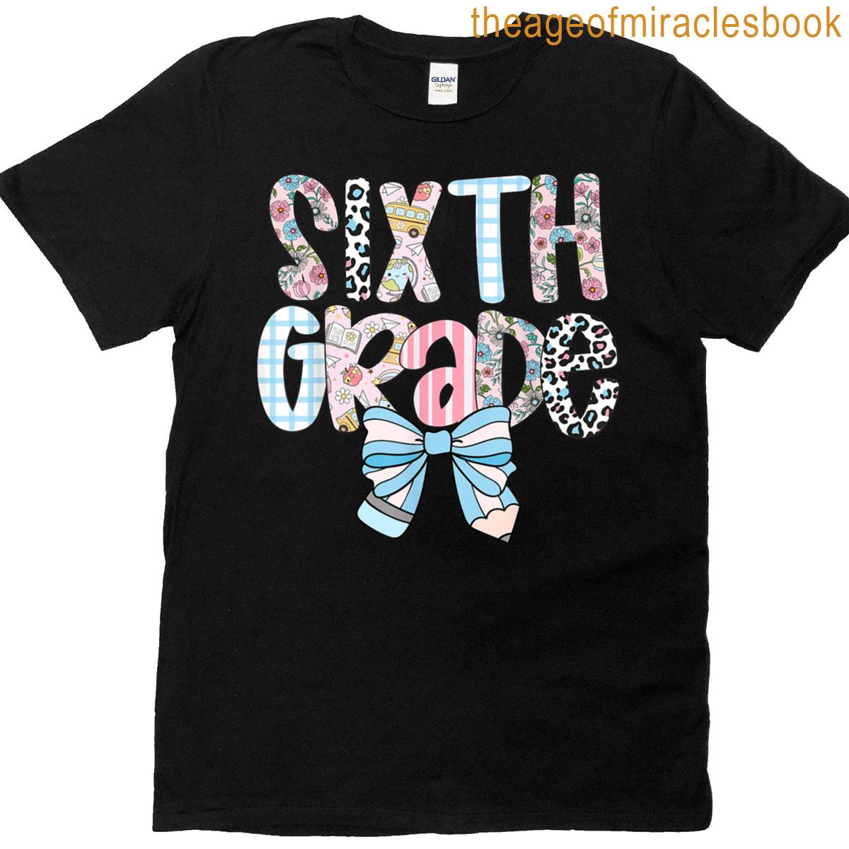 Preppy Sixth Grade Coquette Daisy Bow T-shirt