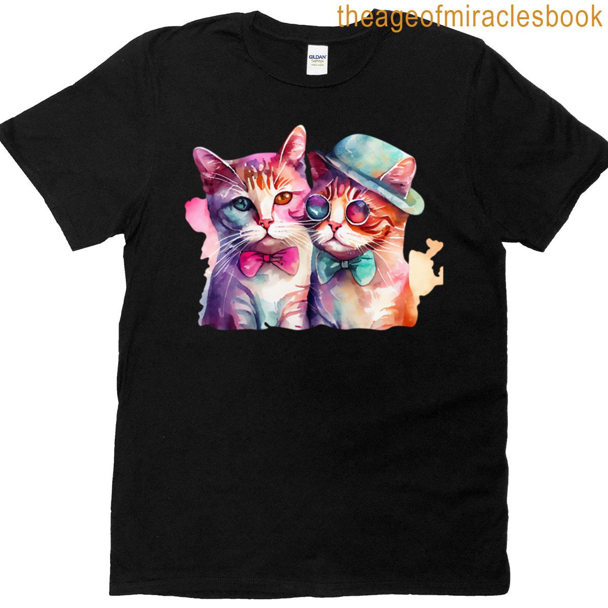 Watercolor Style Cats Oversized T-shirt