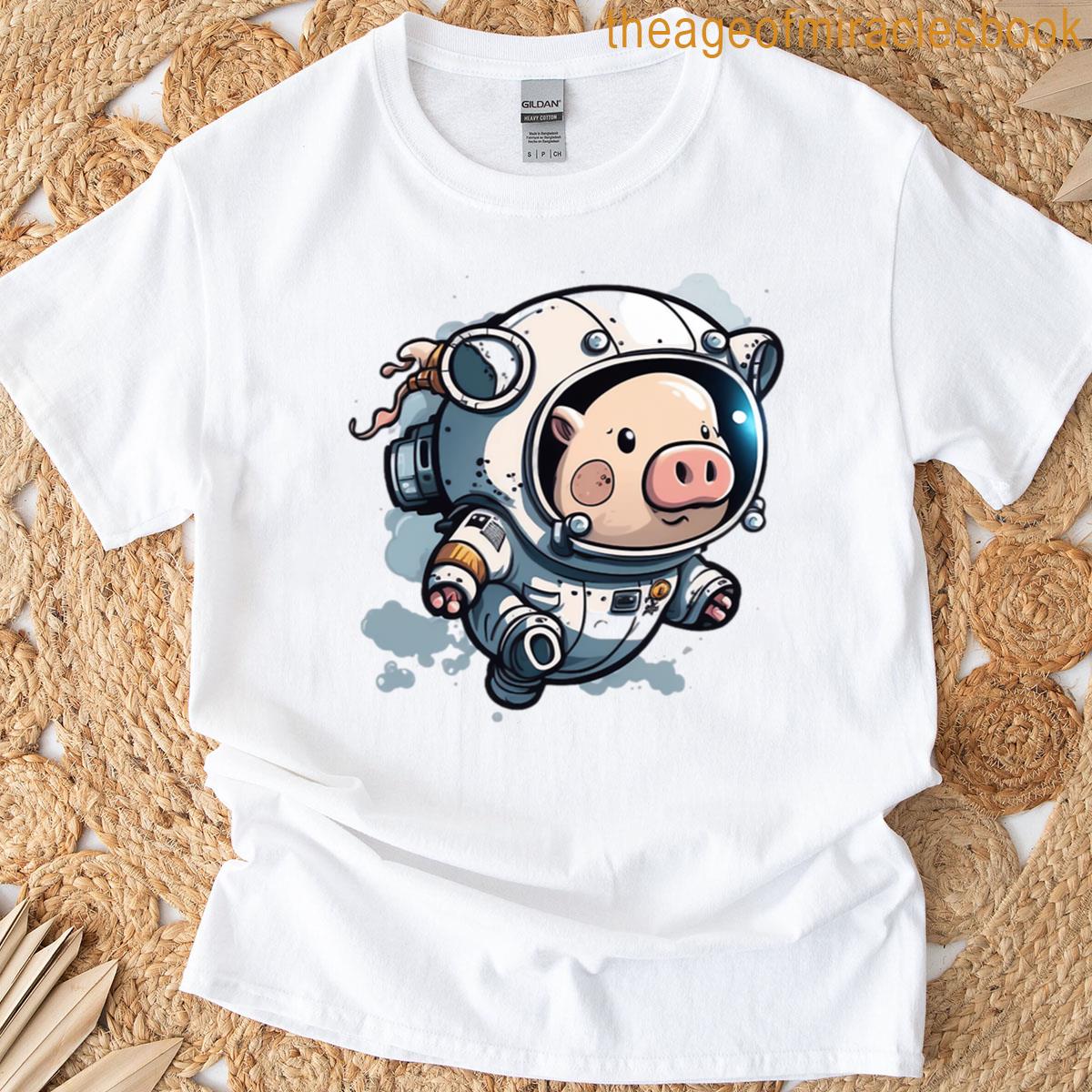 Astronaut Space Pig Design Oversized T-shirt