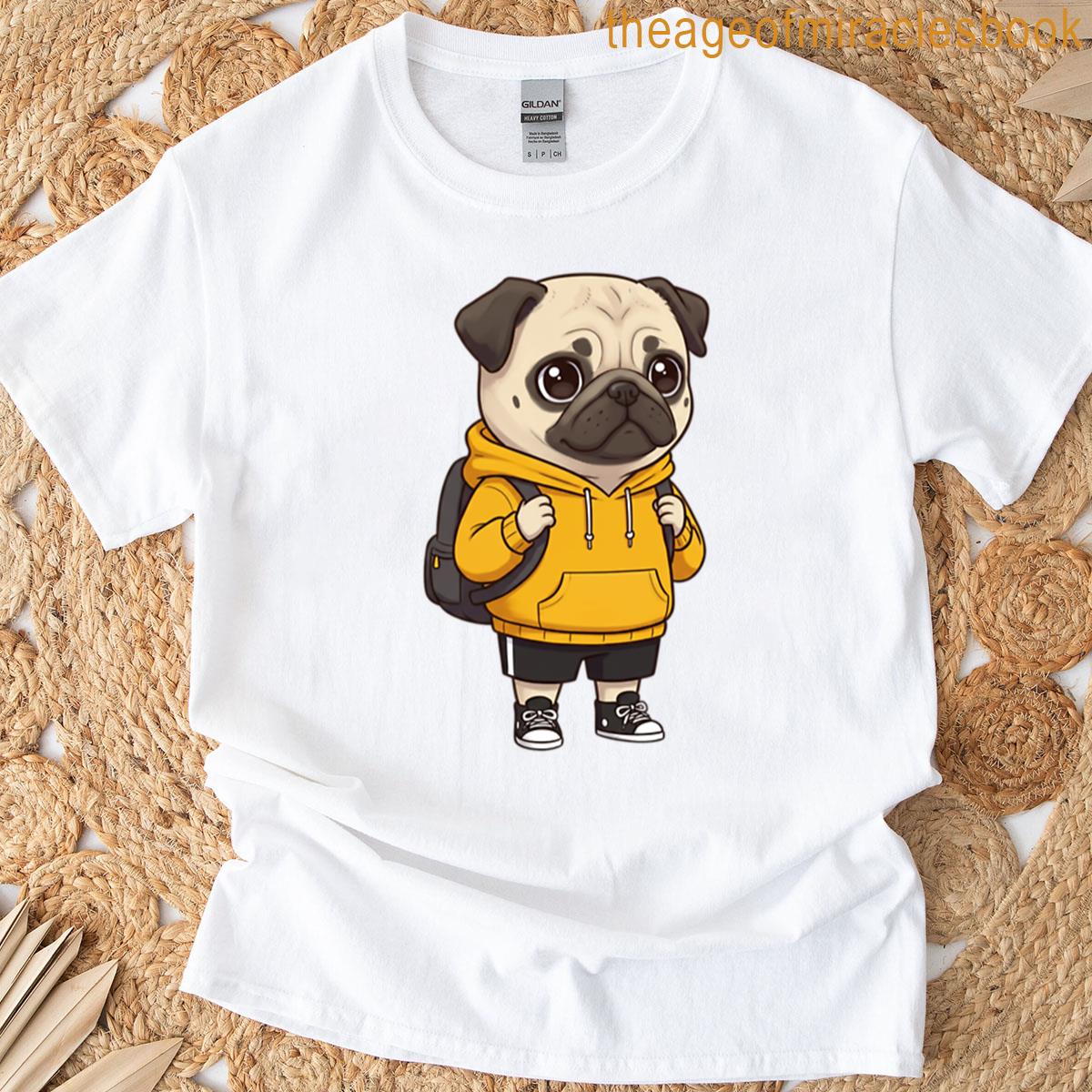 Cute Backpack Pug In Yellow T-shirt