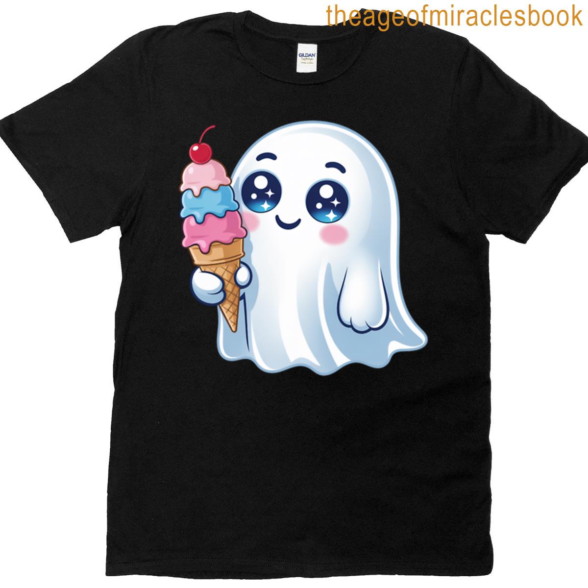 Cute Ghost With An Ice Cream Cone Oversized T-shirt