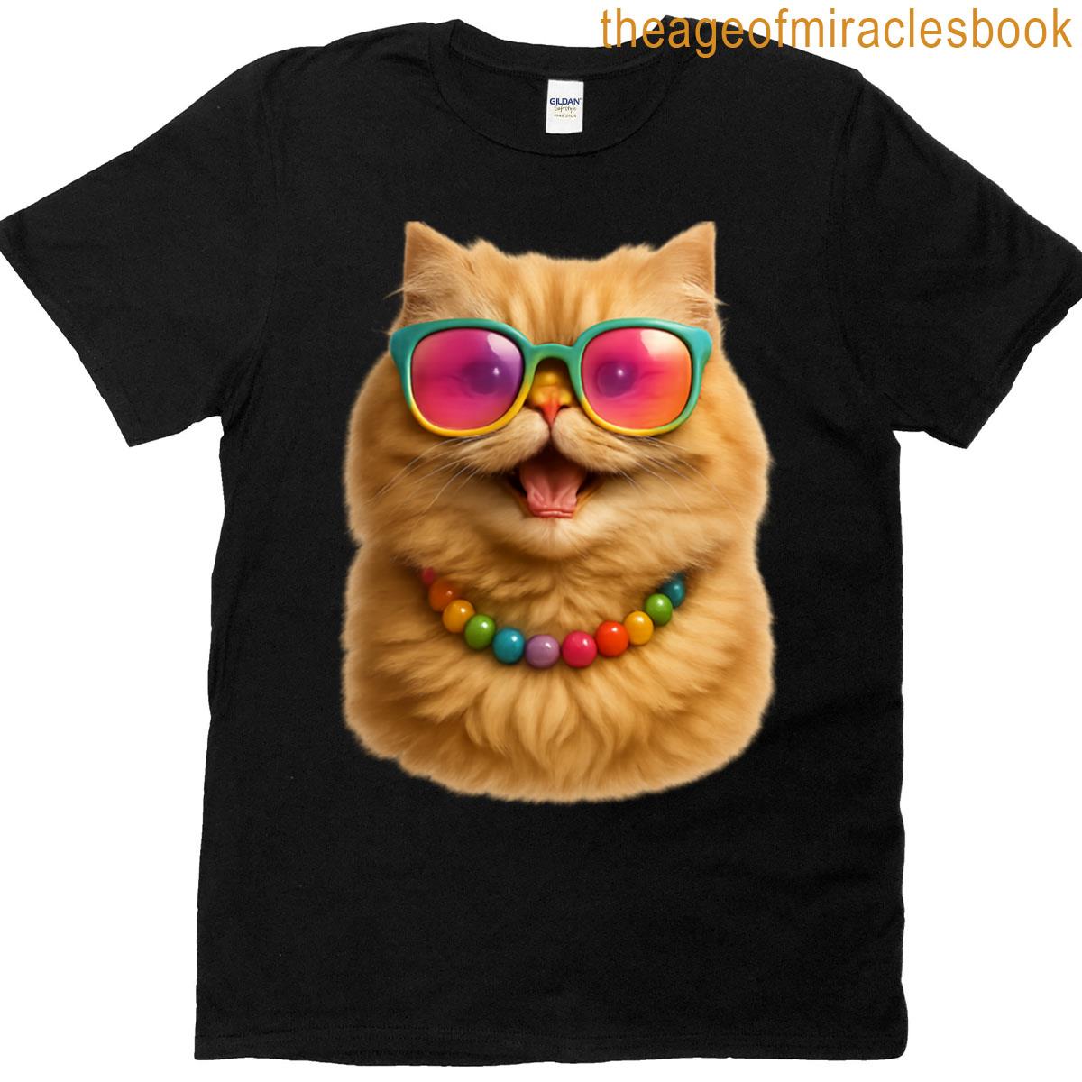 Cute Orange Cat Wearing Sunglasses T-shirt