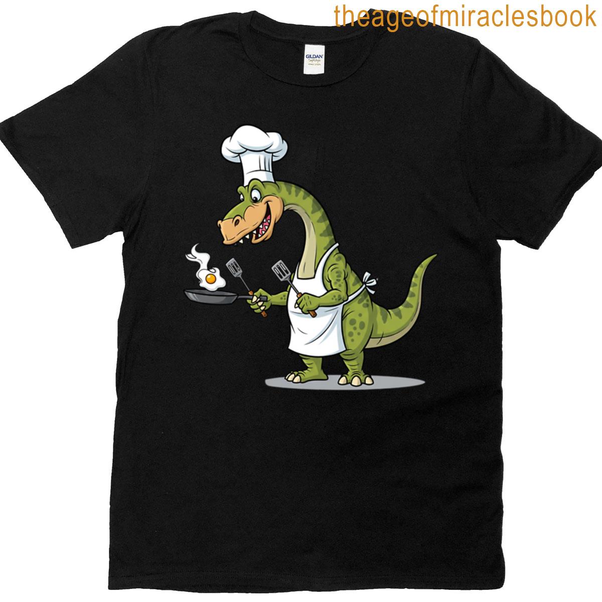 Funny T-rex Dino Chef Cooking Breakfast Oversized T-shirt