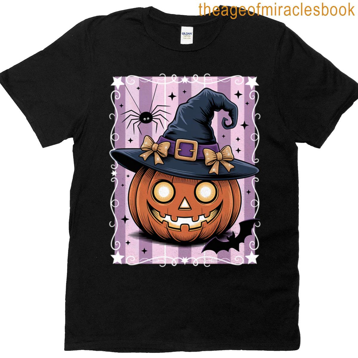 Halloween Jack-o-lantern With Witch Hat T-shirt