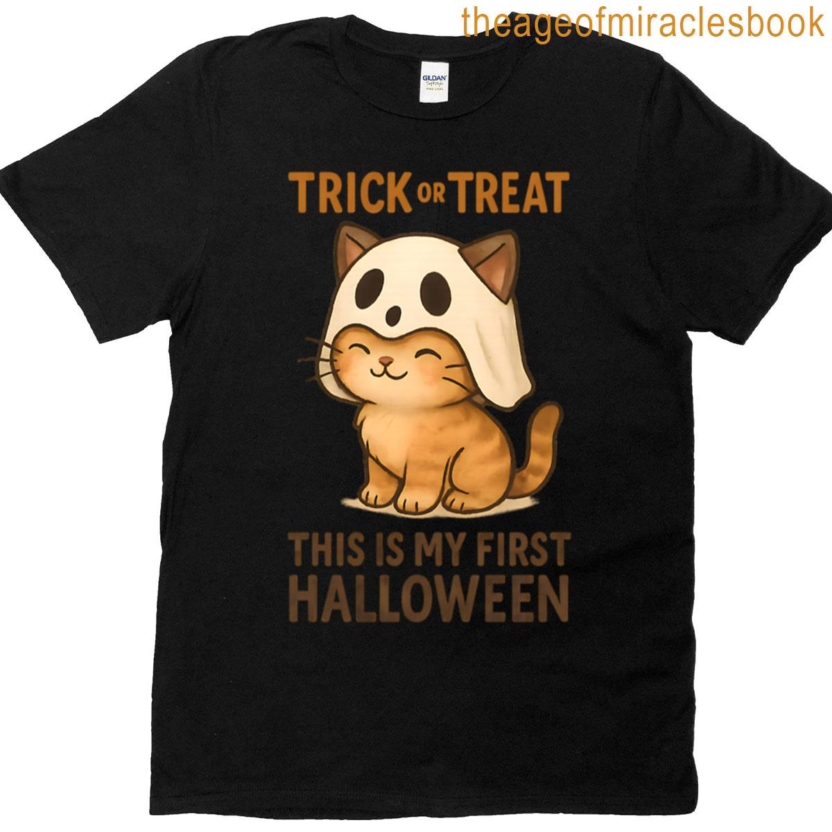 Kitty Wearing A Mask For Halloween T-shirt
