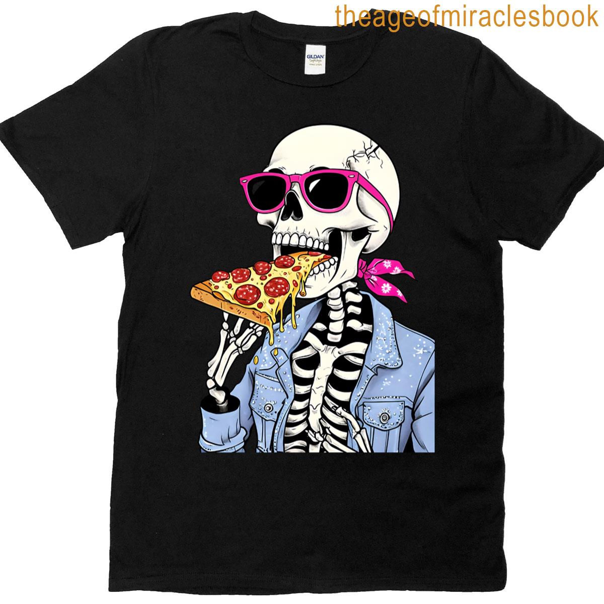 Pizza To The Bone Retro Skeleton Style Oversized T-shirt